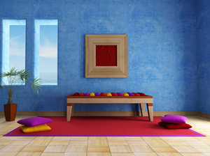 Blue Walls with Yellow & Pink Furniture
